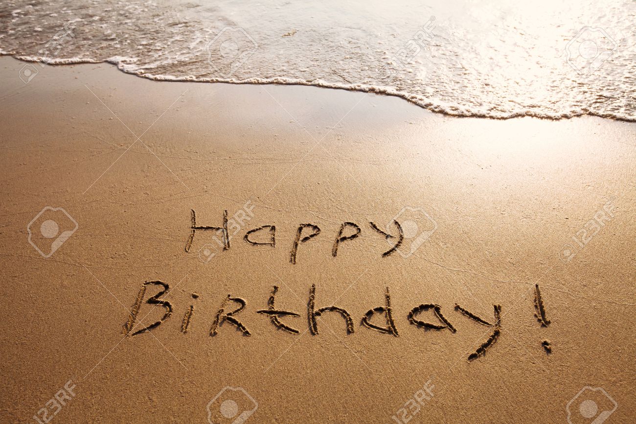 happy birthday postcard on the beach - 53109871 happy birthday postcard on the beach - 53109871