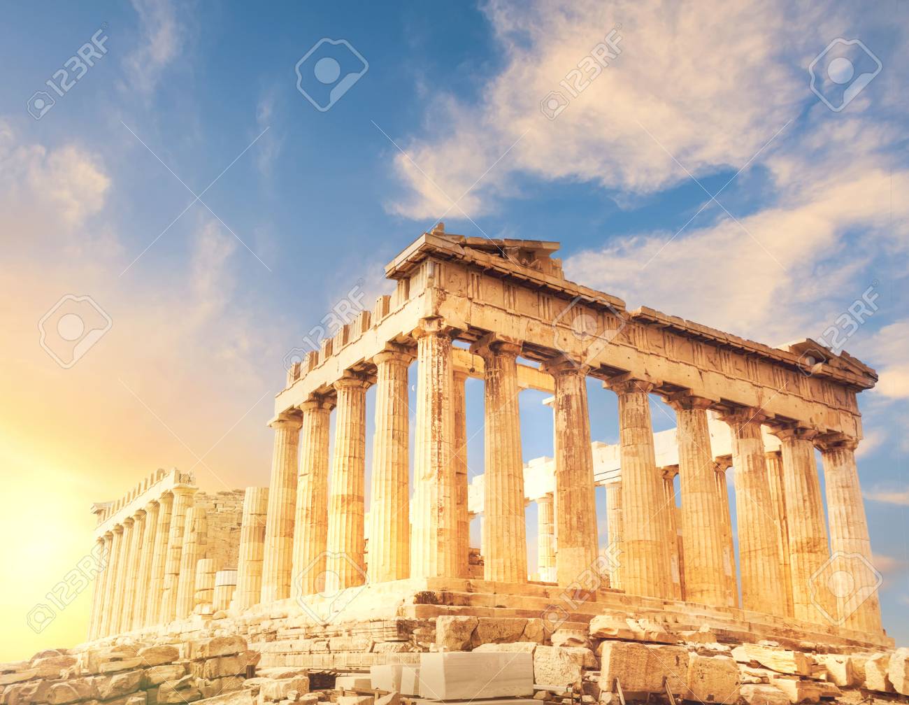 Acropolis in Athens, Greece. Parthenon temple on a sunset. This image is toned. - 73251991 Acropolis in Athens, Greece. Parthenon temple on a sunset. This image is toned. - 73251991
