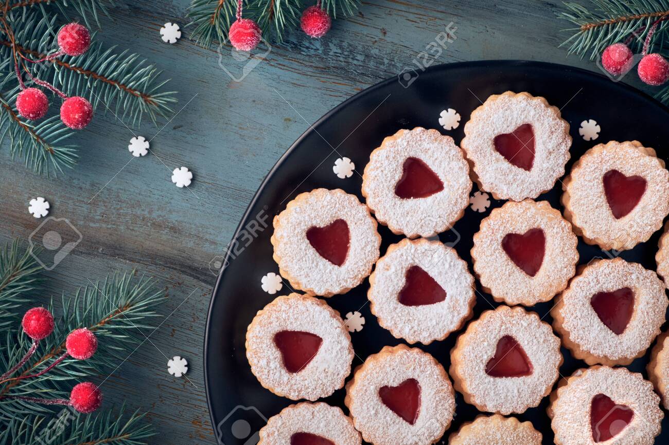 Top View Of Traditional Linzer Cookies With Red Jam Heart On Stock Photo Picture And Royalty Free Image Image 121837993 · dutch butter cookies are the perfect holiday treat. 123rf com