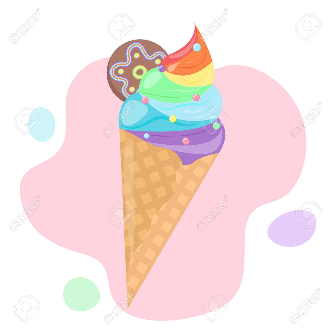 ICECREAM アイスクリーム　バスケットボール カラフルデザイン 美しいバスケットボールの形でクリームと新鮮でおいしいアイス