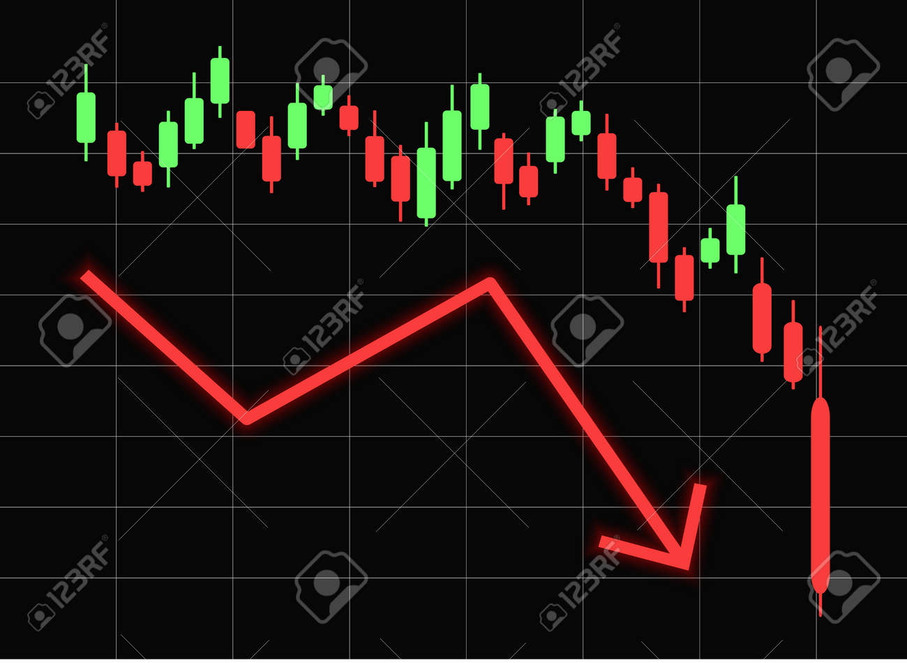 Colapso Del Mercado Criptográfico. El Gráfico De Moneda Criptográfica Baja.  El Gráfico De Criptomonedas Del Precio De La Moneda Está Cayendo.  Ilustración Vectorial Ilustraciones svg, vectoriales, clip art vectorizado  libre de derechos.