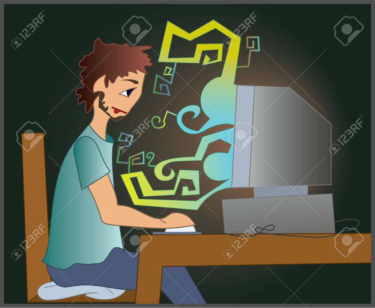 夜で働く It エンジニアのイラストのイラスト素材 ベクタ Image 夜で働く It エンジニアのイラストのイラスト素材 ベクタ Image
