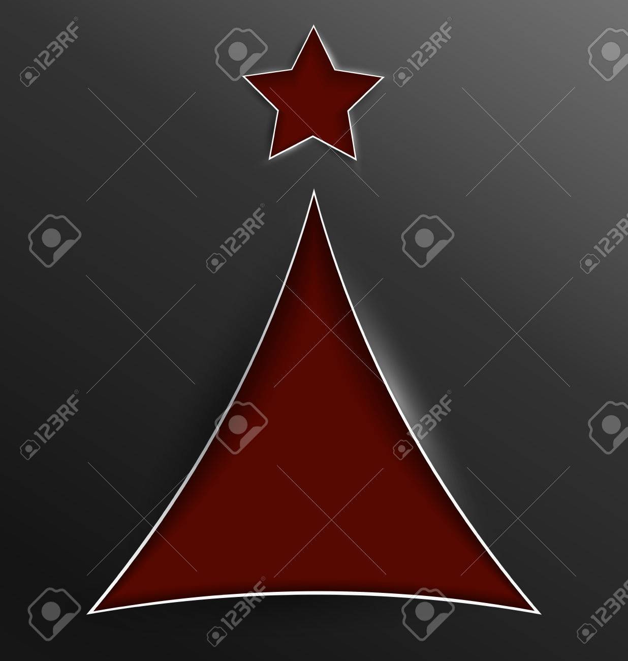 スターのリアルなシャドウと紙の削減と赤のクリスマス ツリーのベクトル イラストのイラスト素材 ベクタ Image