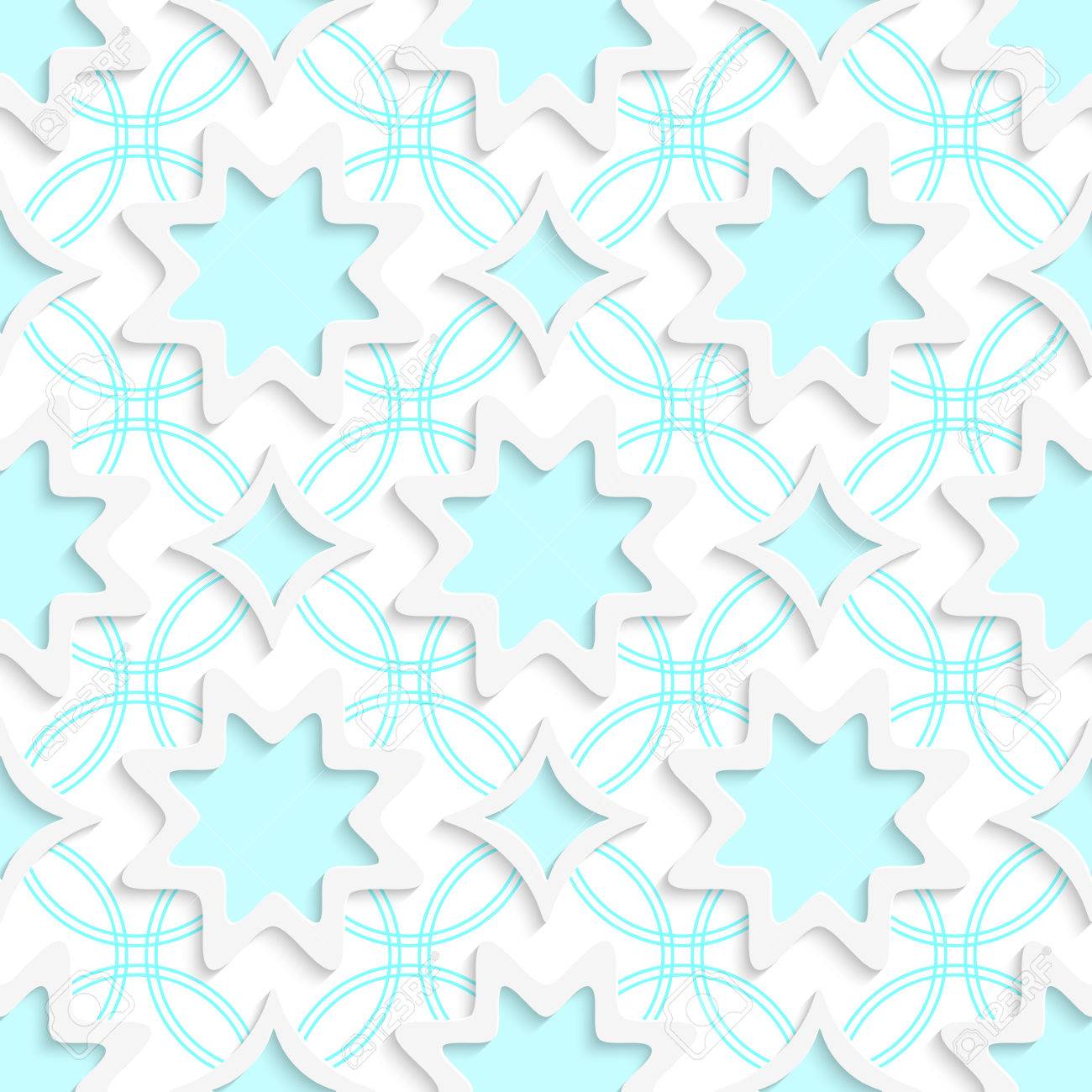 Abstract 3d Sfondo Senza Soluzione Di Continuità Fiocchi Di Neve Bianchi E Rombi Bianchi Su Blu Ornamento Piatto Con Fuori Di Effetto Carta