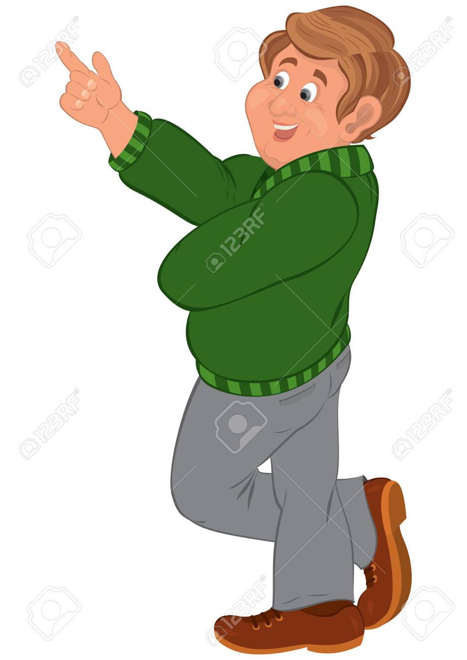 Illustration De Dessin Animé Caractère Mâle Isolé Sur Blanc Heureux Homme En Dessin Animé Avec Chapeau Gris Et Manteau