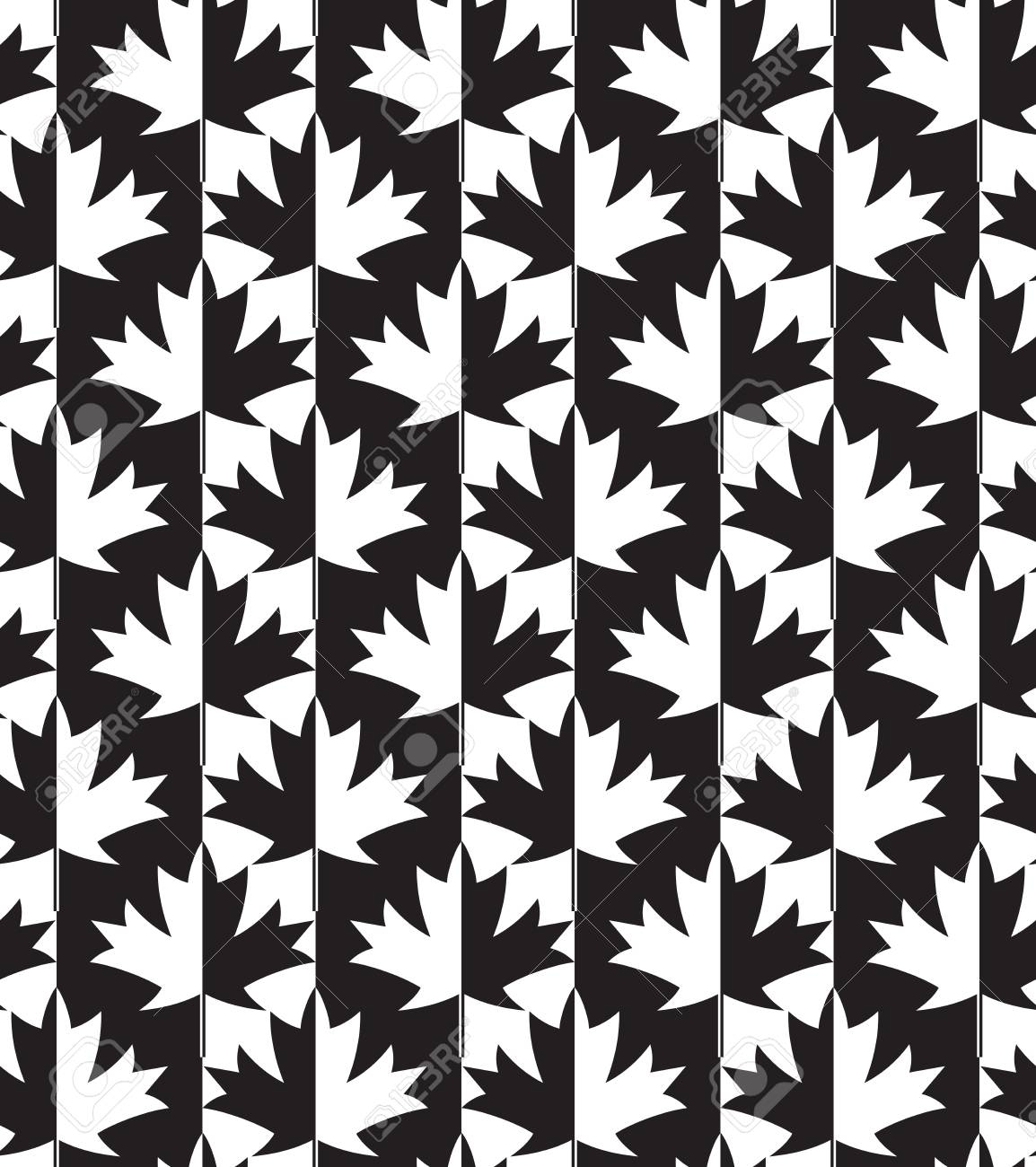 黒と白の交互のメープルは 半分と半分を残します シームレスなスタイリッシュな幾何学的な背景 モダンな抽象パターン 白黒フラット デザイン のイラスト素材 ベクタ Image