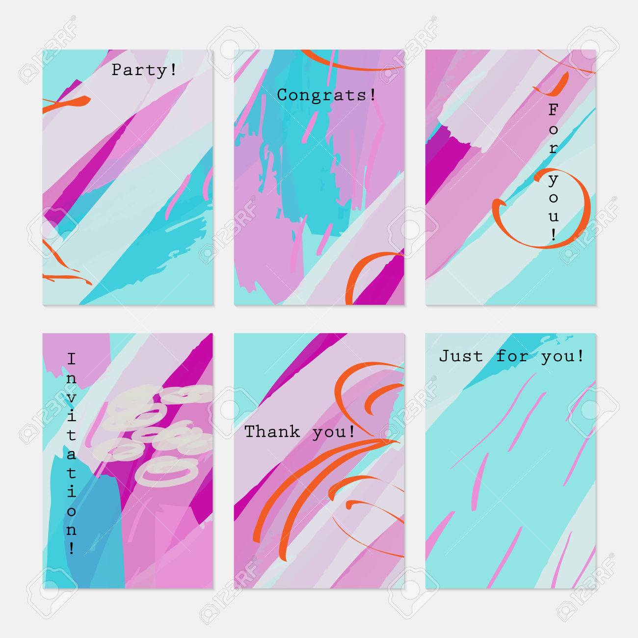 marker abstract strokes blue purple hand drawn creative invitation placard templates