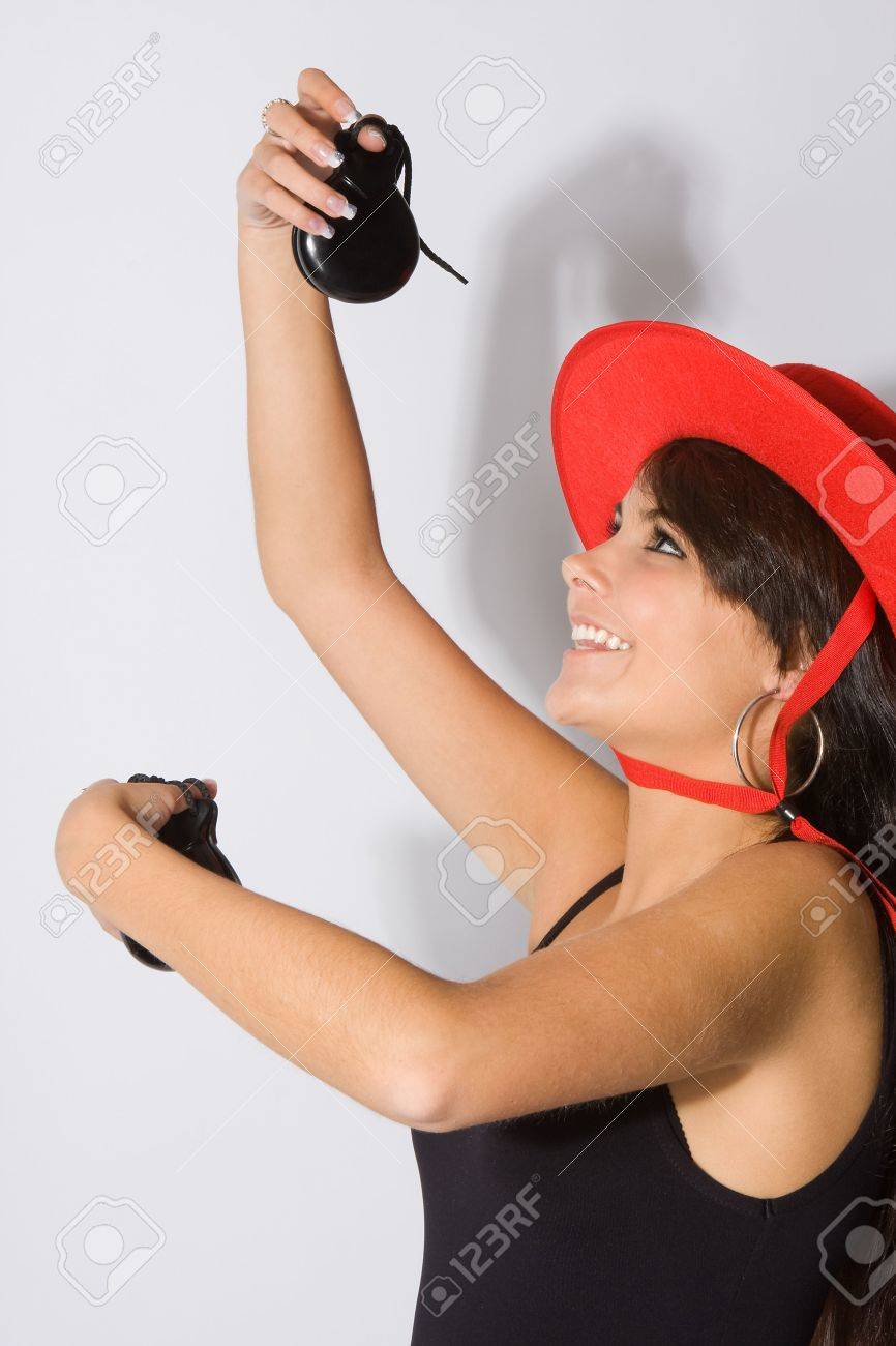 cheerful spanish flamenco dancer