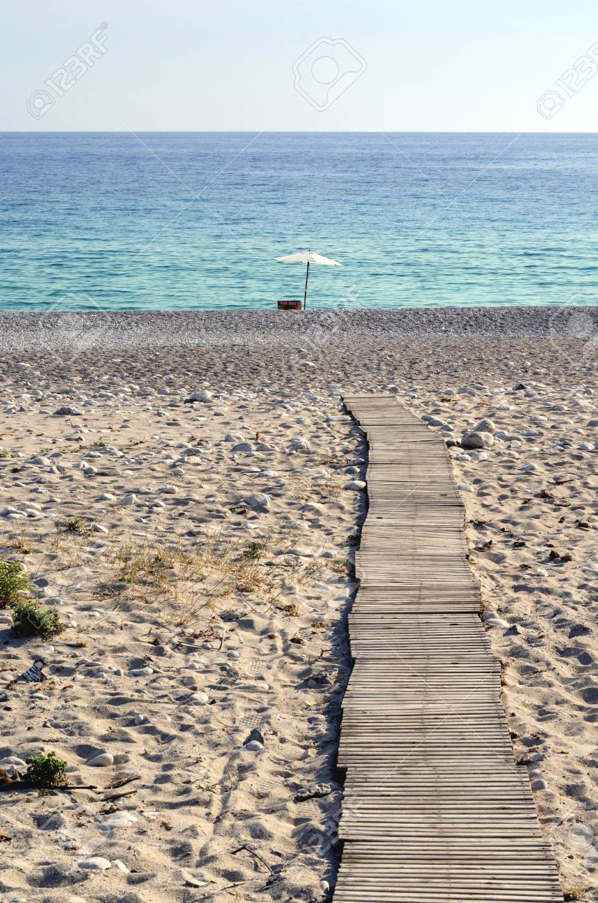 Wooden Pathway Through Sandy Beach To Beach Rest Place Stock Photo Wooden Pathway Through Sandy Beach To Beach Rest Place Stock Photo