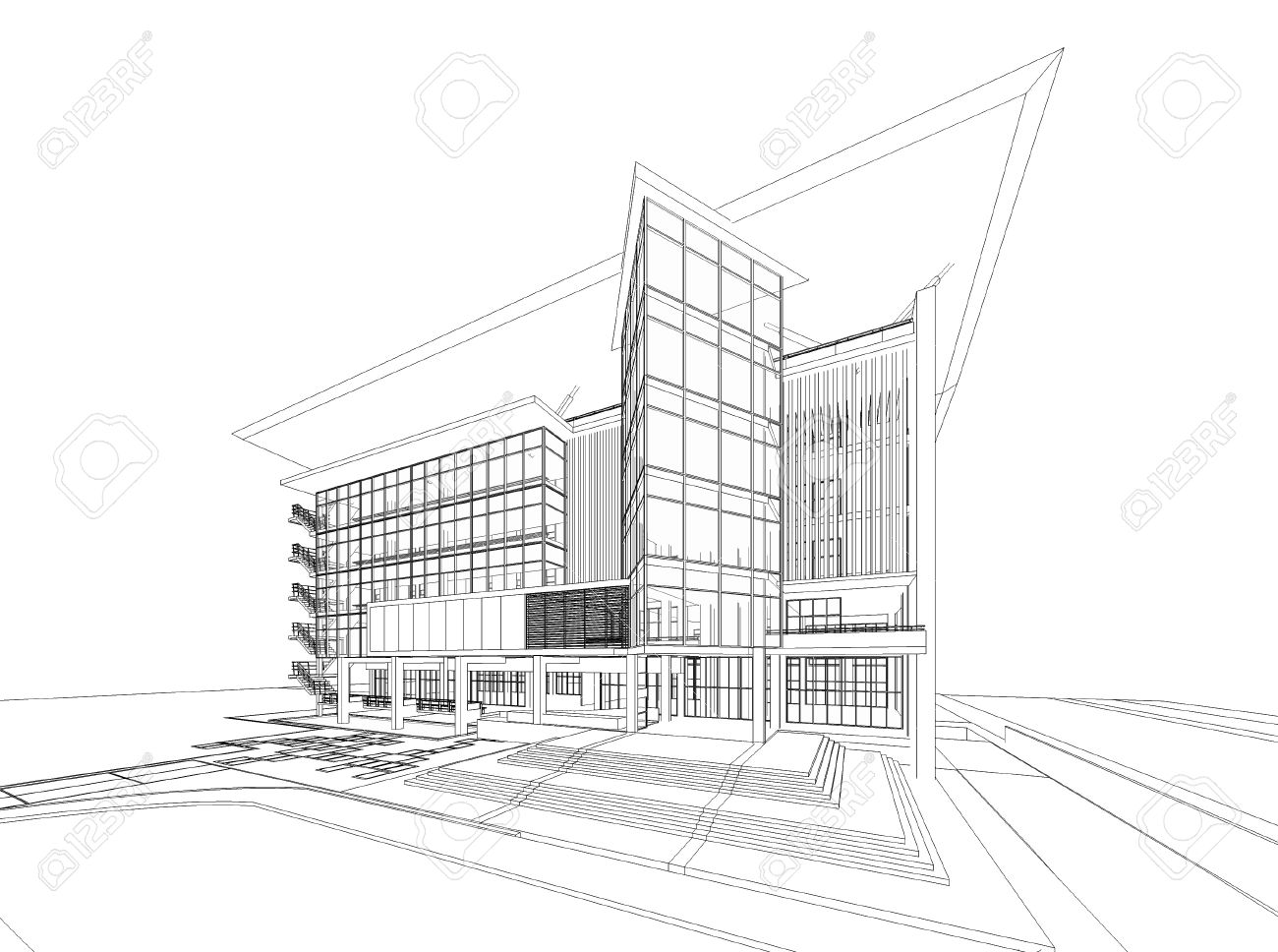 wireframe of building stock photo picture and royalty free image