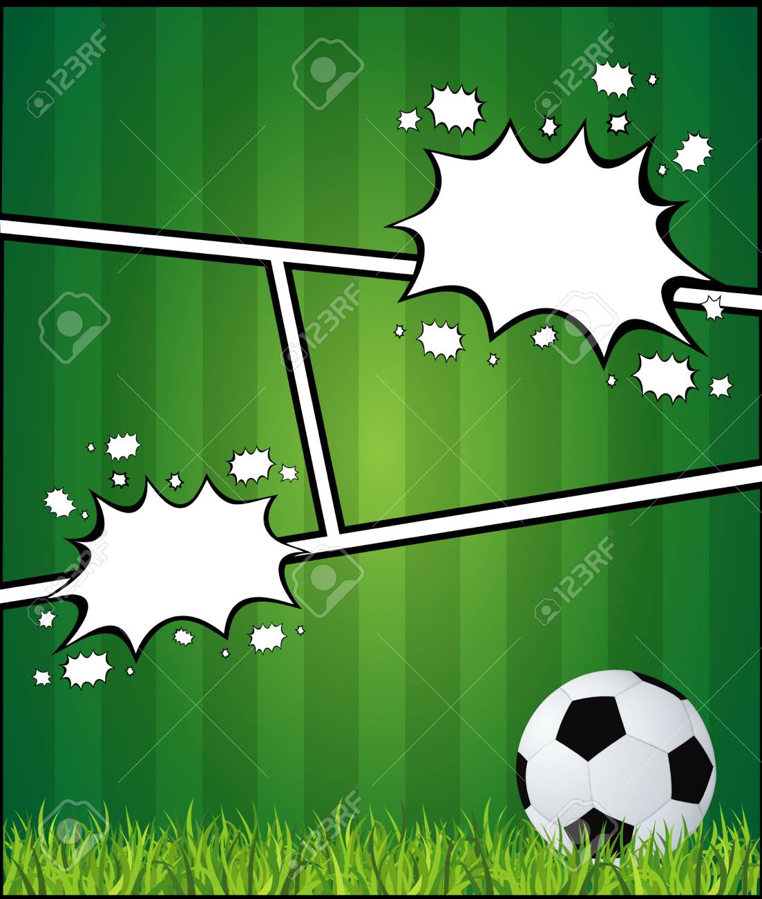 Comics Pop Art Style Blank Layout Template With Clouds Beams