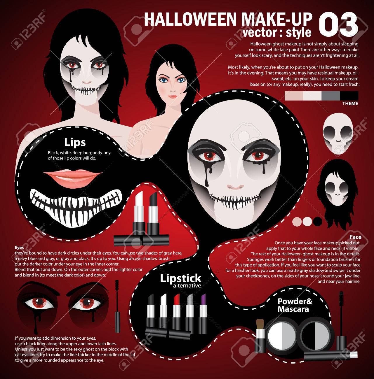 infographic halloween make upwoman in day of the dead mask face art halloween