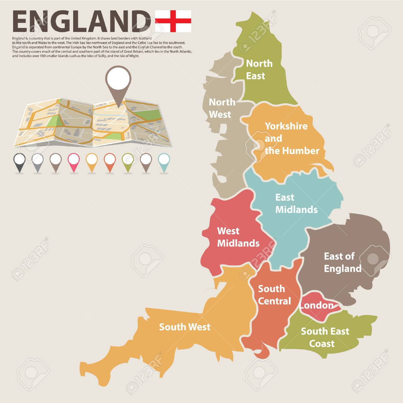 Large Map Of England A Large, Colored Map Of England With All Counties Royalty Free Svg,  Cliparts, Vectors, And Stock Illustration. Image 48843316.