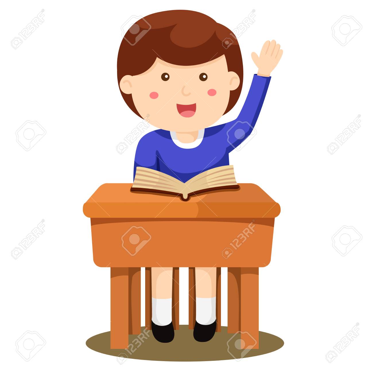教室で勉強している少年のイラストレーターのイラスト素材 ベクタ Image