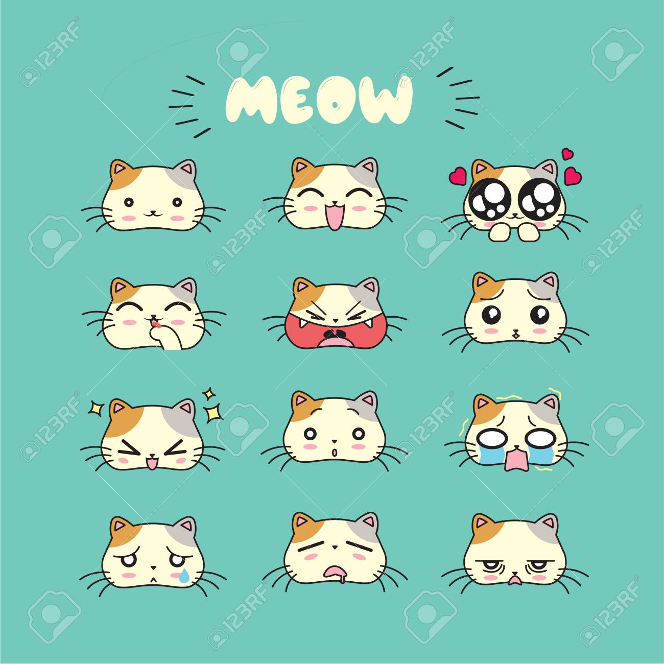 Premium Vector Emoticon cat icon pack vector set