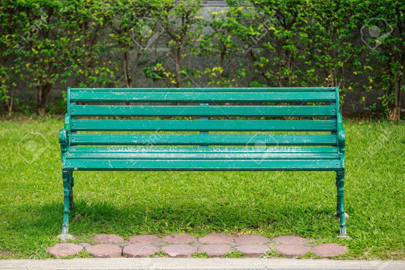 Green Chair In The Park With Lawn In The Background Stock Photo, Picture  And Royalty Free Image. Image 35134949.