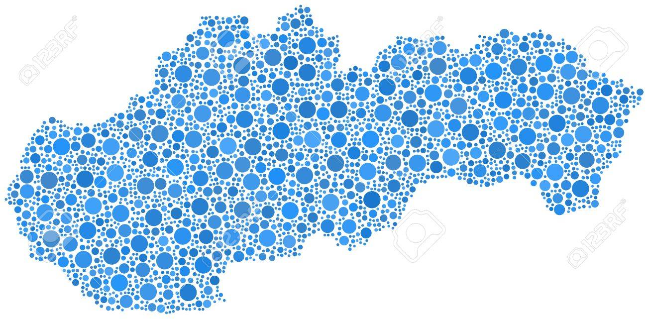 Carte De La Slovaquie Europe Dans Une Mosaïque De Cercles Bleus