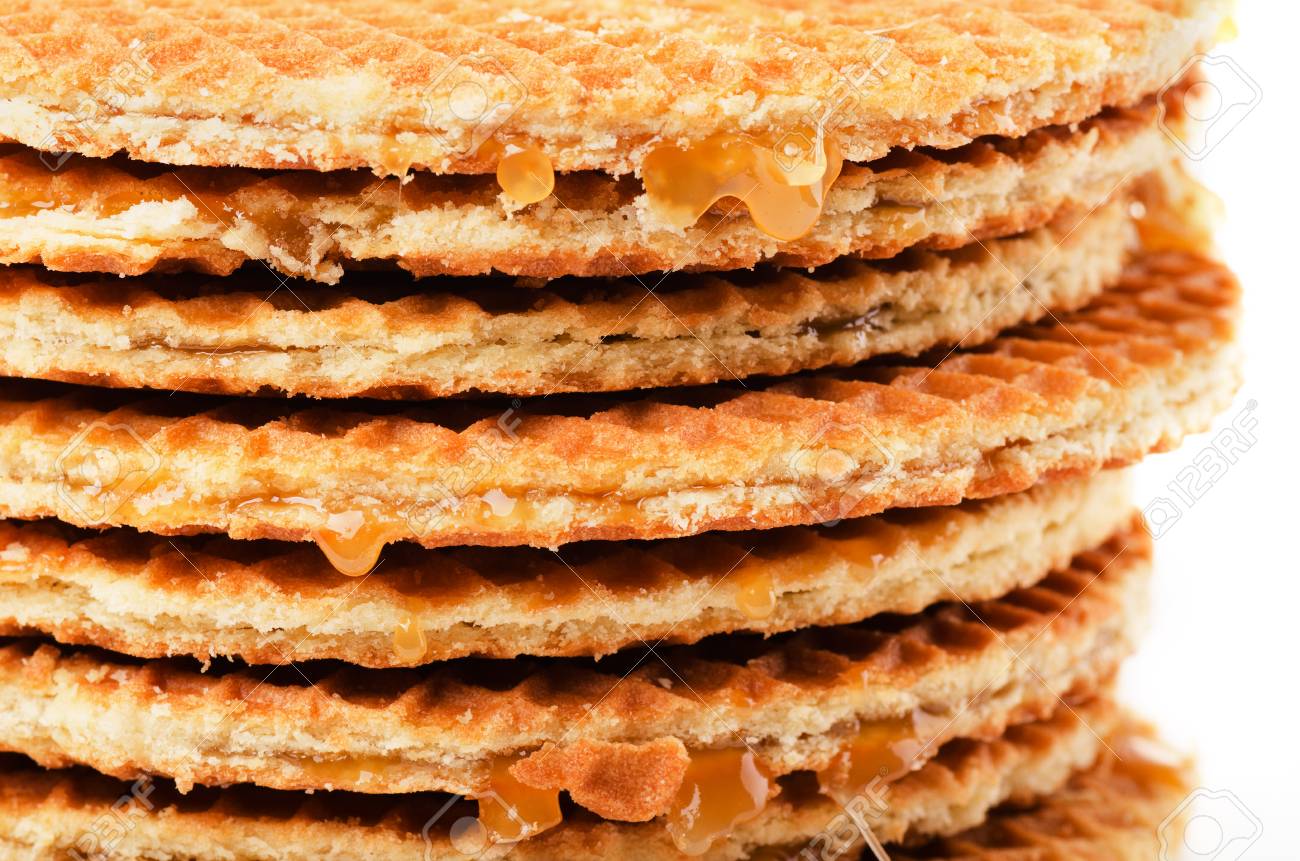 Stapel Van Stroopwafel Of Karamel Gevulde Traditionele Nederlandse ...