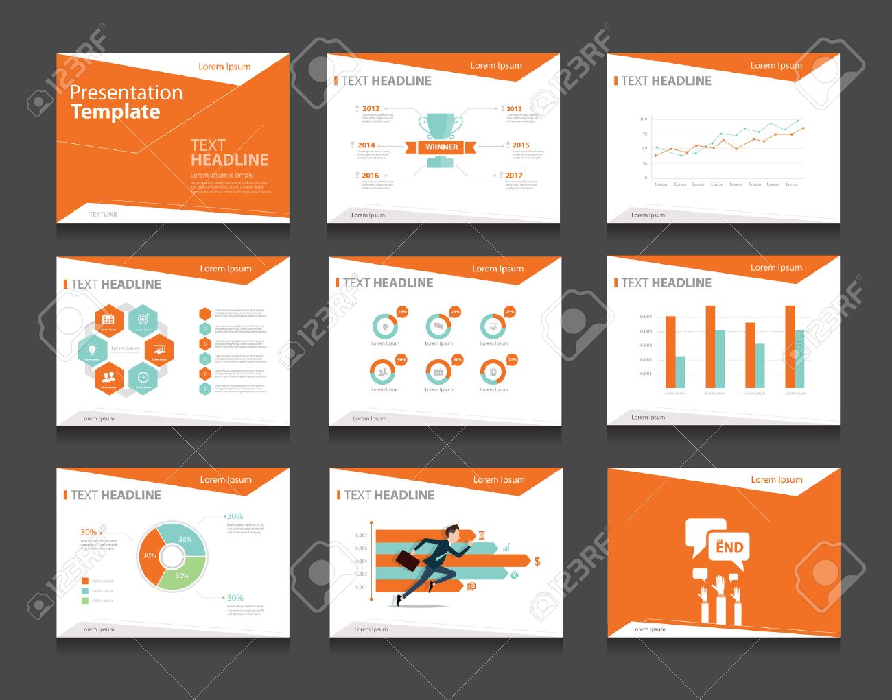 naranja infográficas de presentación de negocios plantilla plantilla