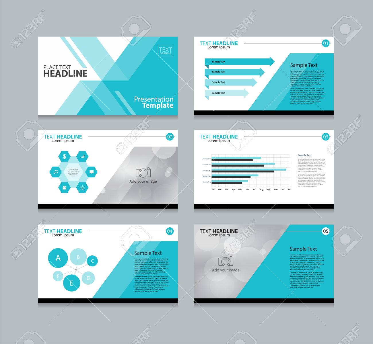 blue page layout design template for presentation and brochure