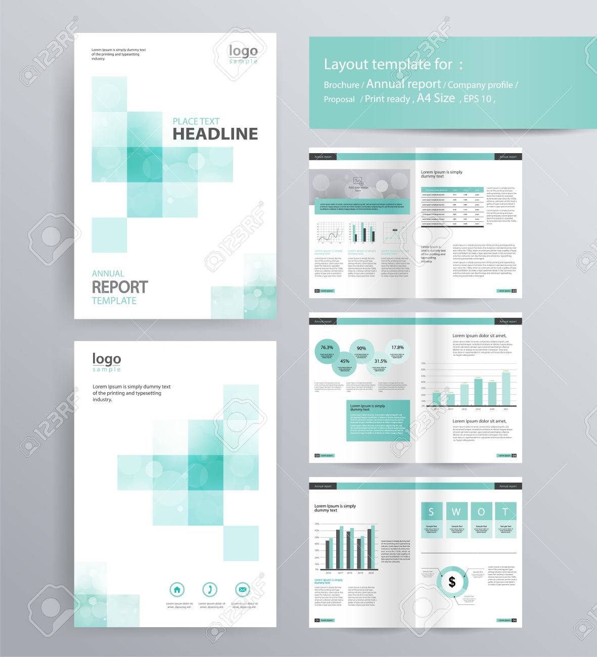 page layout for company profile annual report brochure and