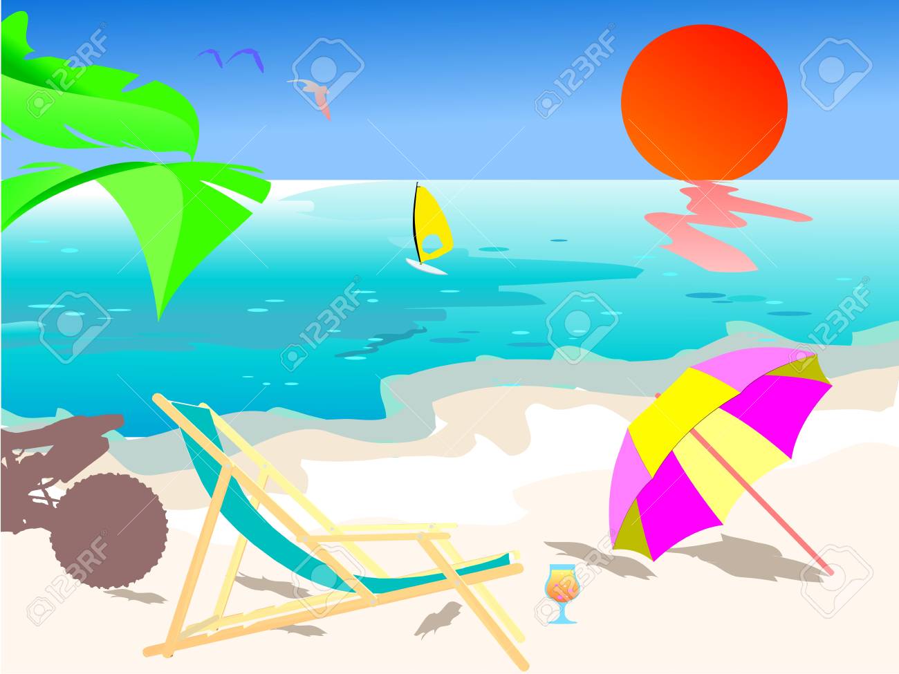 summer beach scene vector