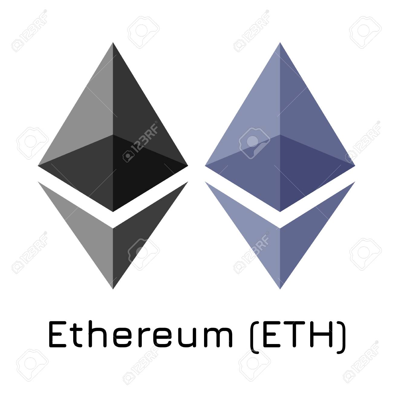 벡터 일러스트 레이 션 격리 된 흰색 배경에 암호 동전 아이콘 Ethereum (ETH)입니다. 암호문의 이름과 거래소의 짧은 거래  이름. 디지털 통화 로열티 무료 사진, 그림, 이미지 그리고 스톡포토그래피. Image 93630483