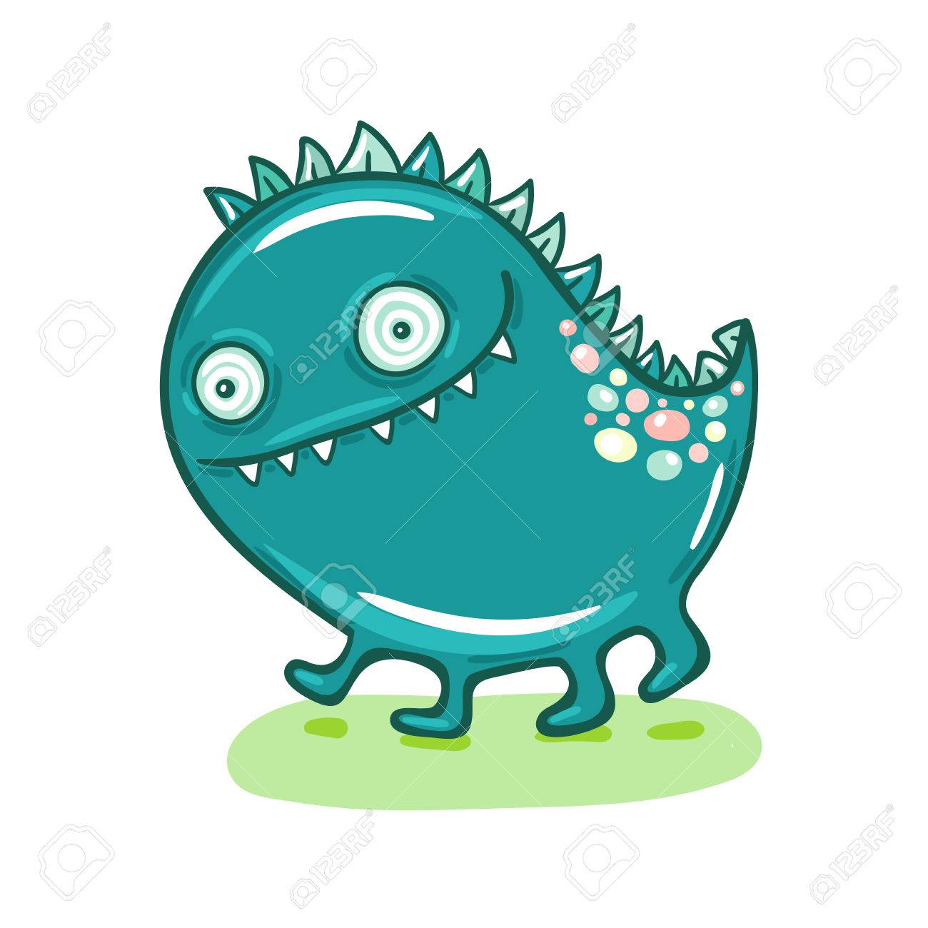 かわいい小さな青いモンスター イラスト のイラスト素材 ベクタ Image