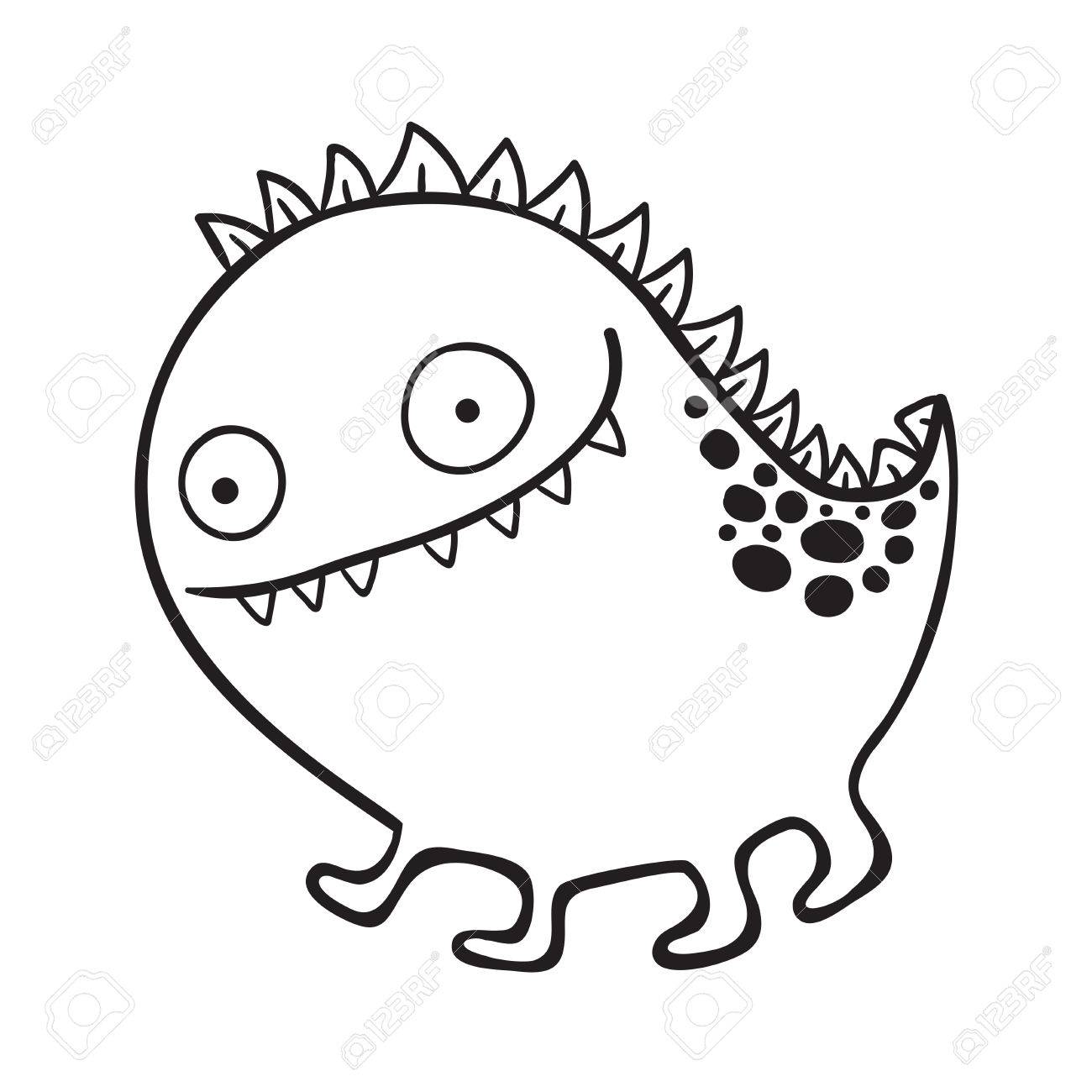 かわいい輪郭は少しモンスター イラスト 黒と白の輪郭 のイラスト素材 ベクタ Image かわいい輪郭は少しモンスター イラスト 黒と白の輪郭 のイラスト素材 ベクタ Image