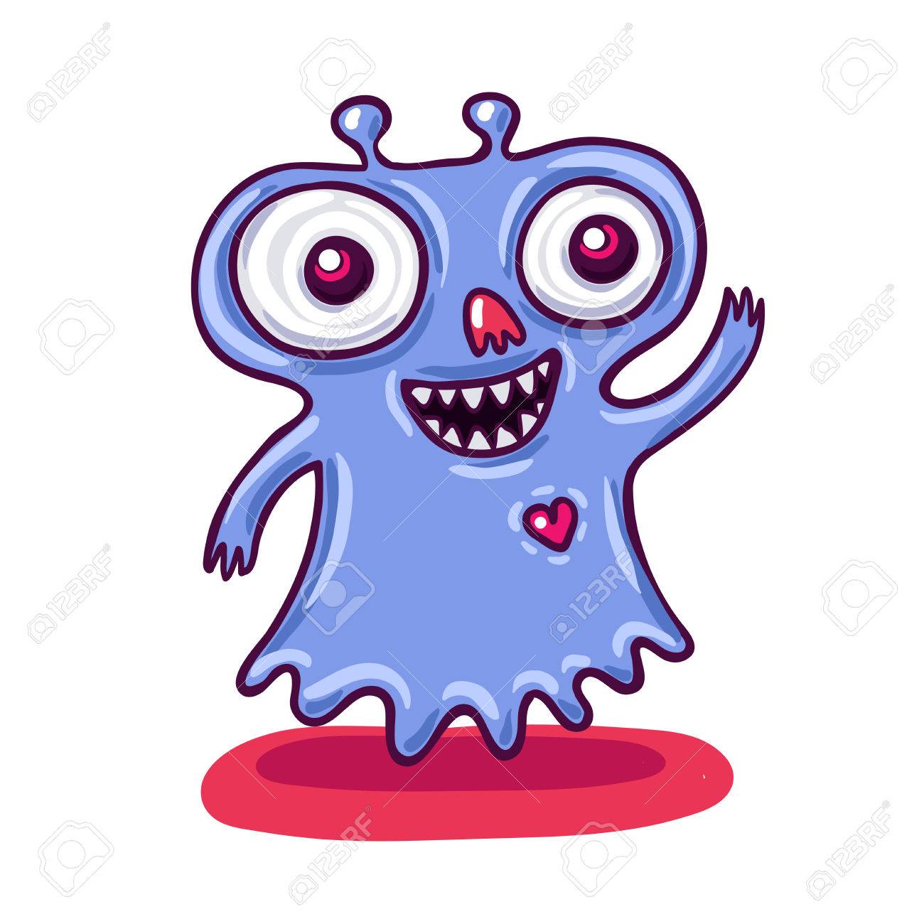 Pequena Ilustracion Monstruo Purpura Lindo Da La Bienvenida A Las Criaturas Magicas Ilustraciones Svg Vectoriales Clip Art Vectorizado Libre De Derechos Image