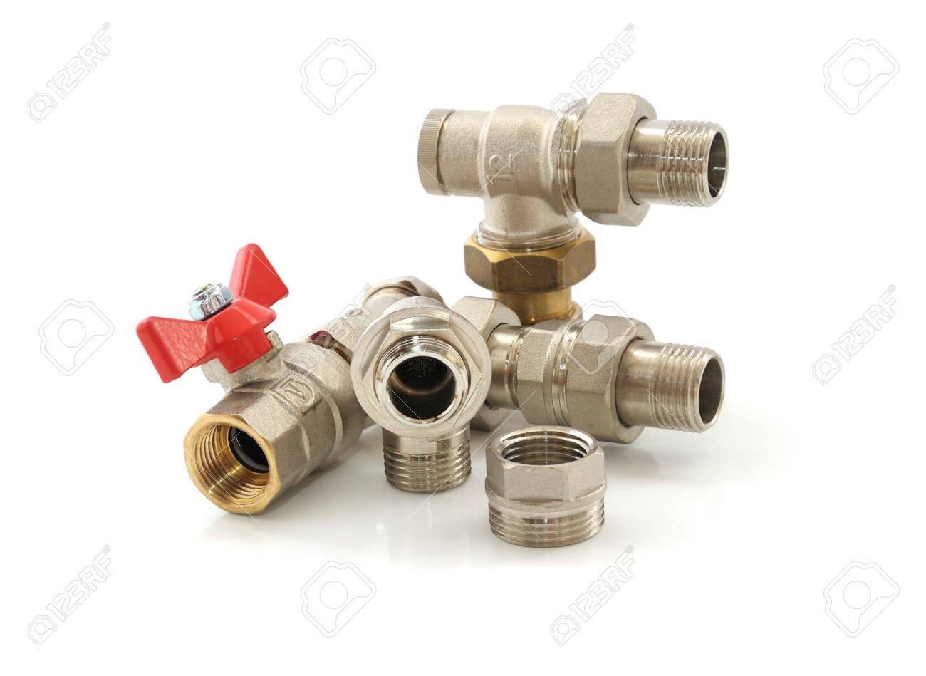 Various Metal Parts For Plumbing And Sanitary Ware Stock Photo Various Metal Parts For Plumbing And Sanitary Ware Stock Photo