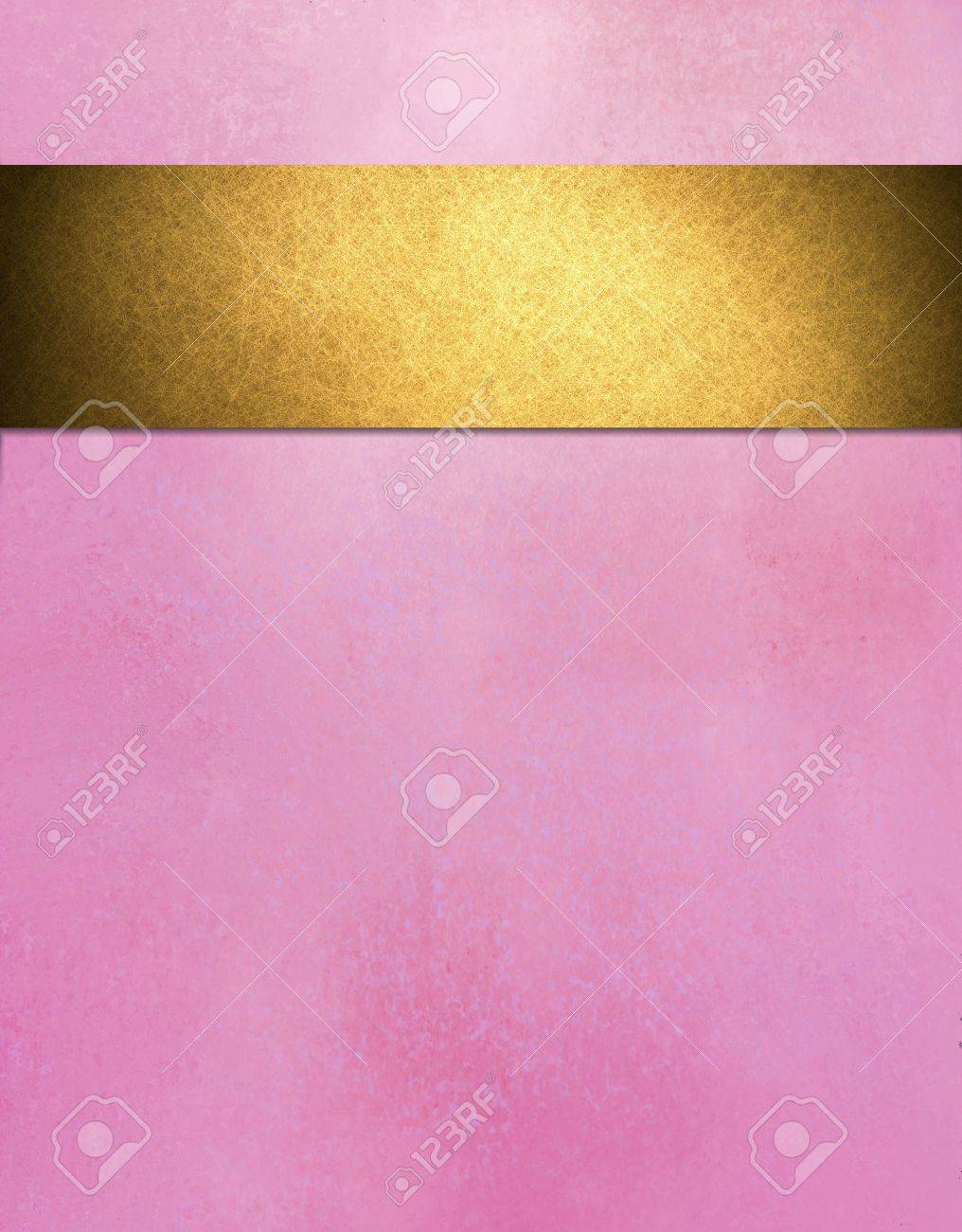 Pastel Pink Background With Gold Ribbon Design Stock Photo