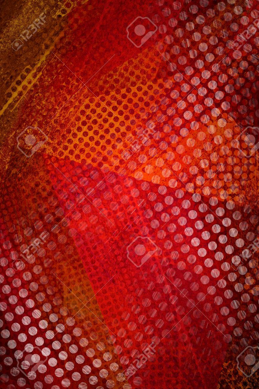 層状の幾何学的図形 現代美術グランジ テクスチャ デザイン Web テンプレートの背景や派手なパンフレットをカット丸い穴で抽象的な赤 オレンジ色の白いグリッド メッシュのグラフィック アート イメージ の写真素材 画像素材 Image