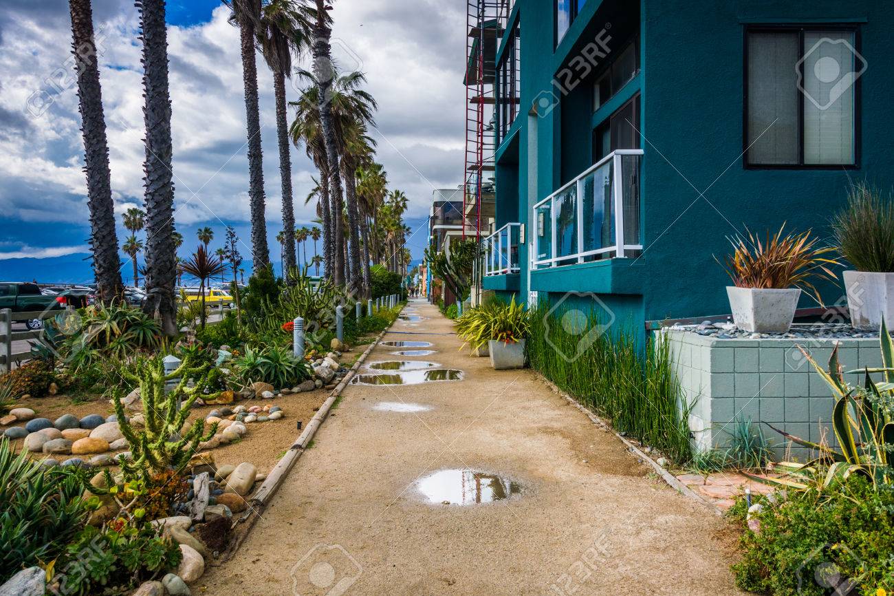 ベニス ビーチ ロサンゼルス カリフォルニア州で遊歩道沿いの家 の写真素材 画像素材 Image