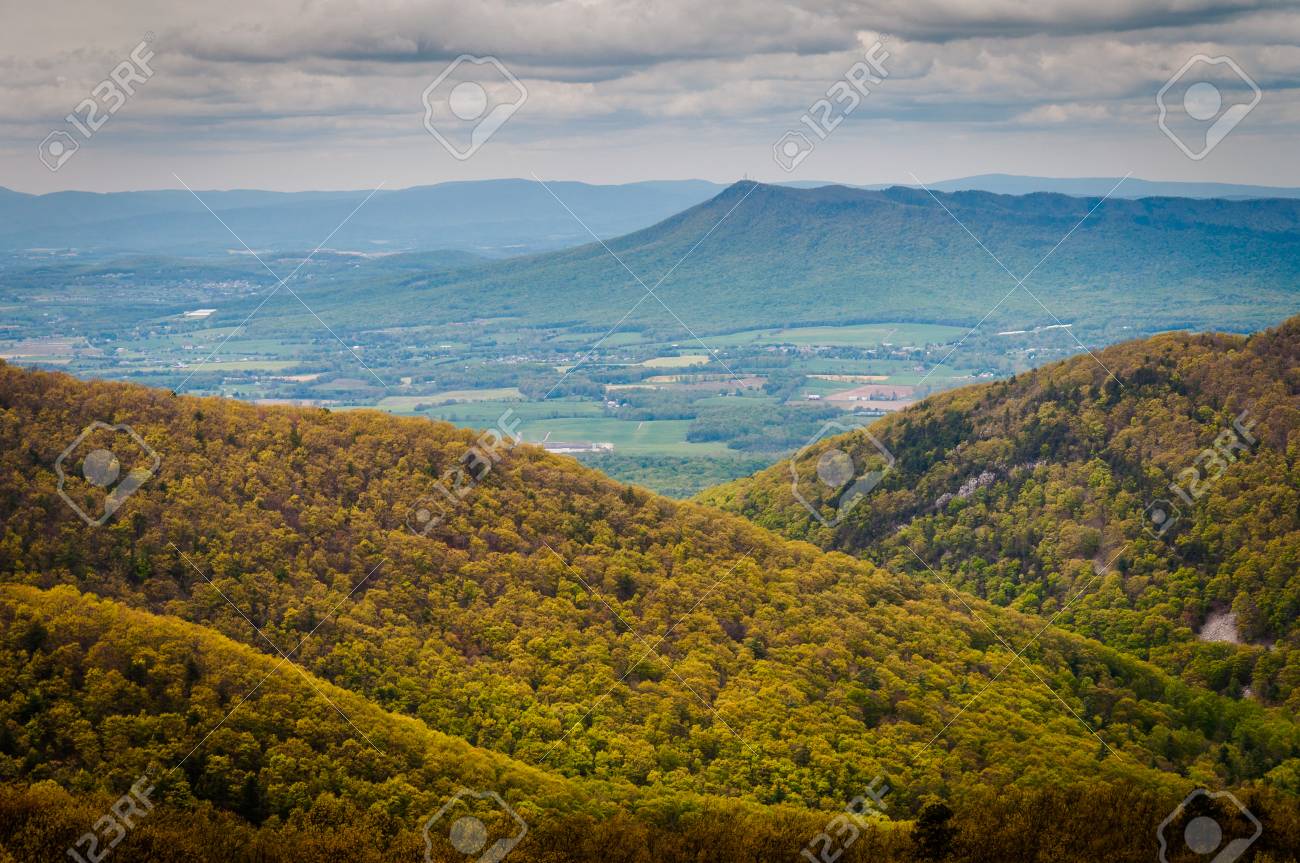 ブルーリッジ山脈とシェナンドー国立公園 バージニア州のスカイライン ドライブからシェナンドー渓谷の春観は の写真素材 画像素材 Image