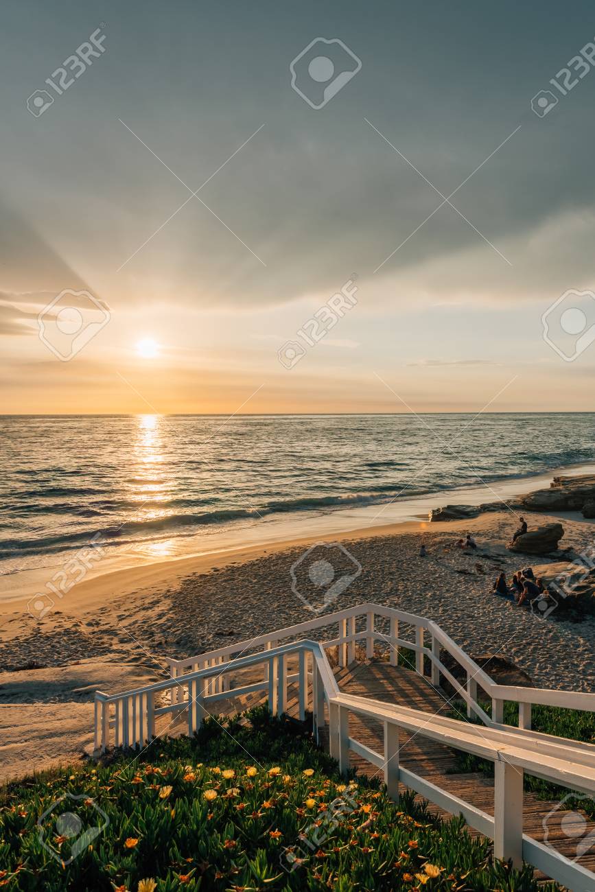 Staircase And View Of The Pacific Ocean At Sunset At Windansea Stock Photo Picture And Royalty Free Image Image Staircase And View Of The Pacific Ocean At Sunset At Windansea Stock Photo Picture And Royalty Free Image Image