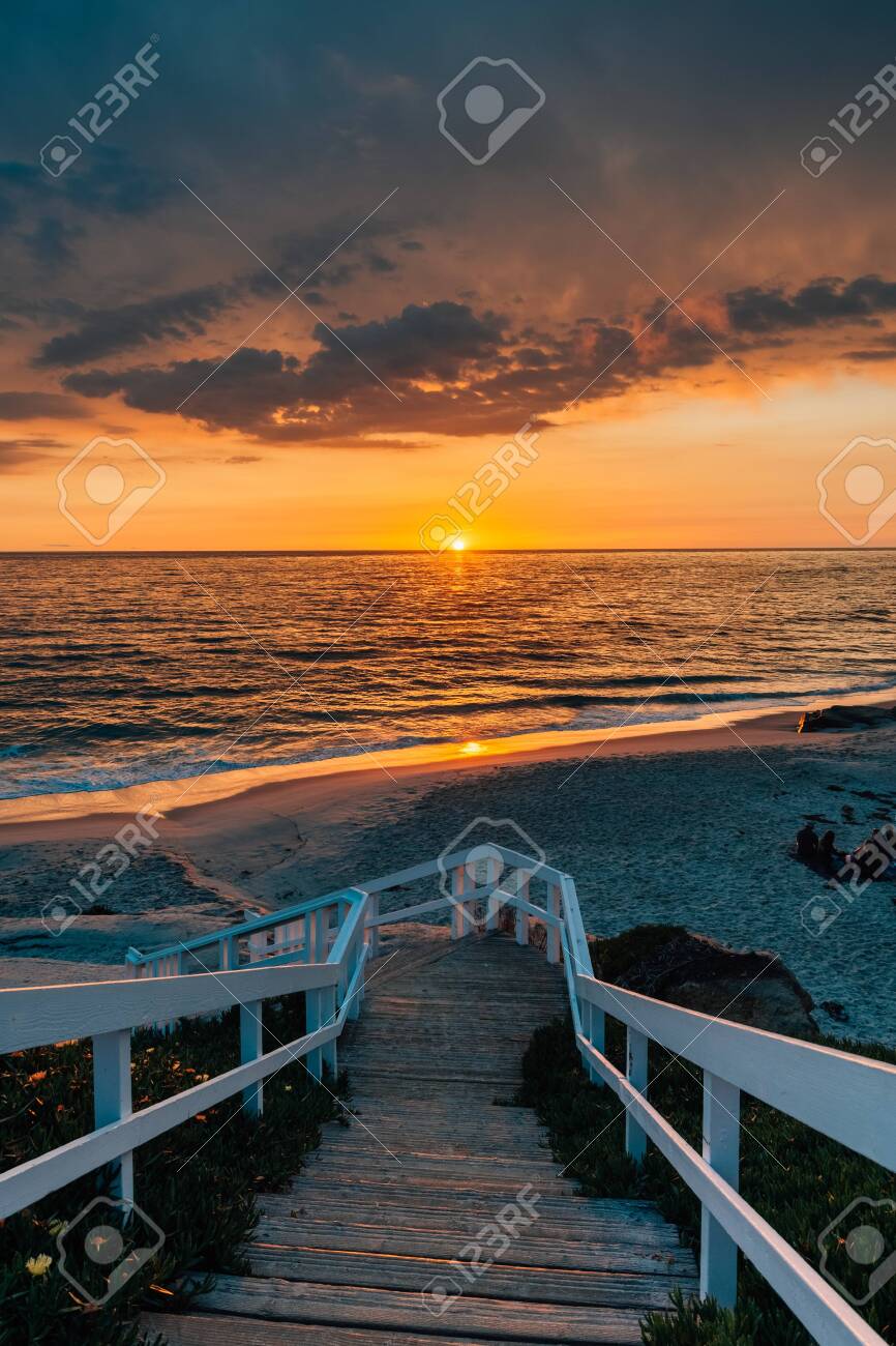Staircase And View Of The Pacific Ocean At Sunset At Windansea Stock Photo Picture And Royalty Free Image Image Staircase And View Of The Pacific Ocean At Sunset At Windansea Stock Photo Picture And Royalty Free Image Image