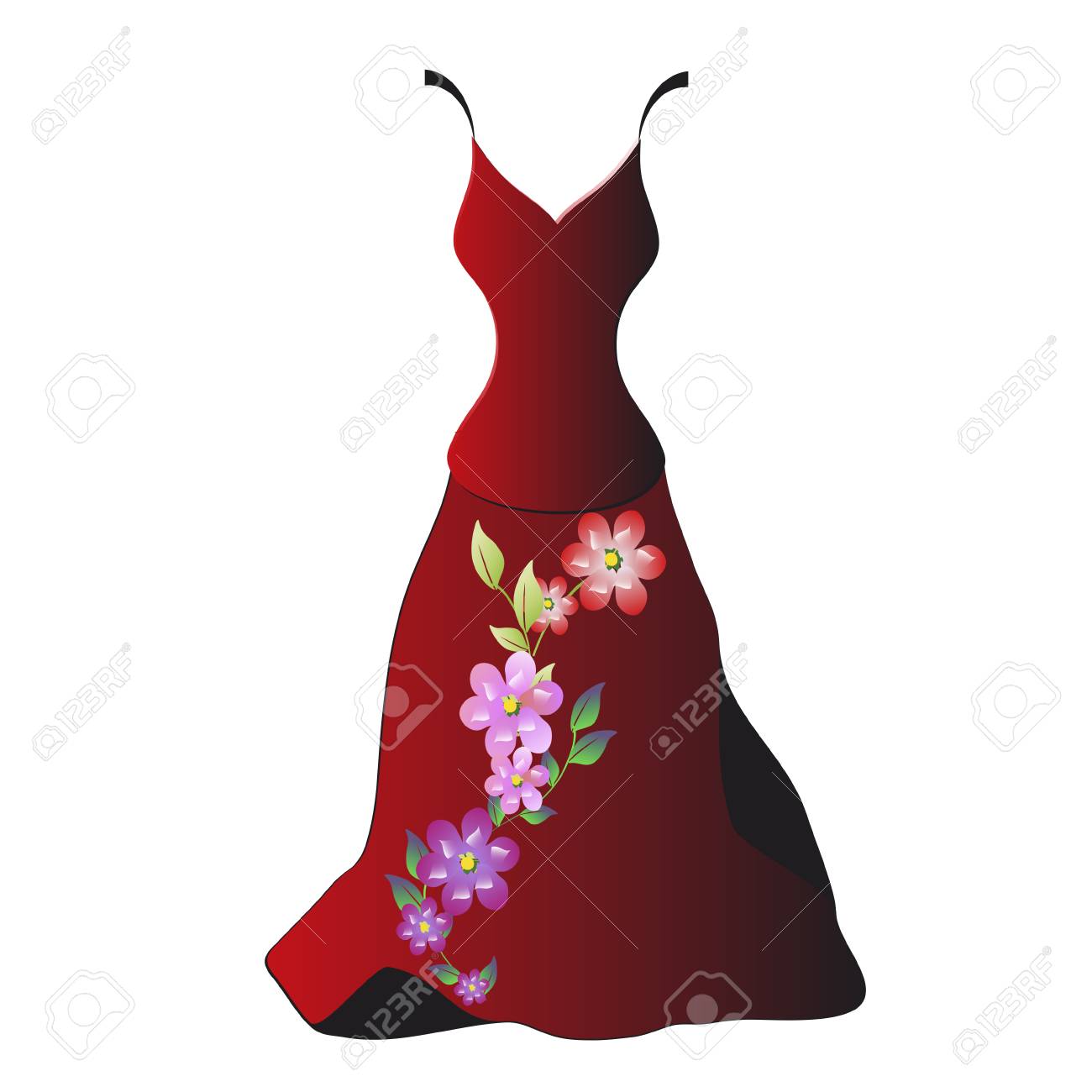 Diseno De Vestido De Novia Rojo Aislado En Un Blanco Ilustraciones Vectoriales Clip Art Vectorizado Libre De Derechos Image 83595379