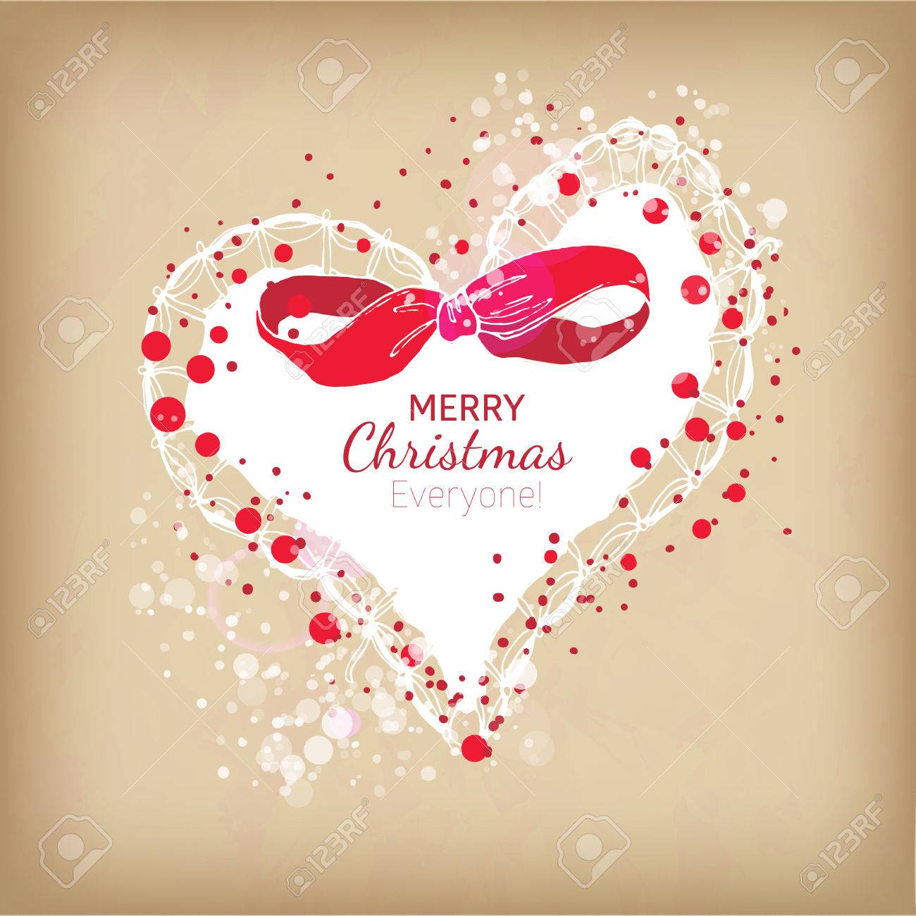 Red And White Colors Christmas Heart With Snowflakes. Decorative Vector  Illustration. Vintage Hand Drawing Merry Xmas Greeting Card At Old Paper.  免版税剪贴画，向量插图和库存图片. Image 47318118, image size:1300x1300