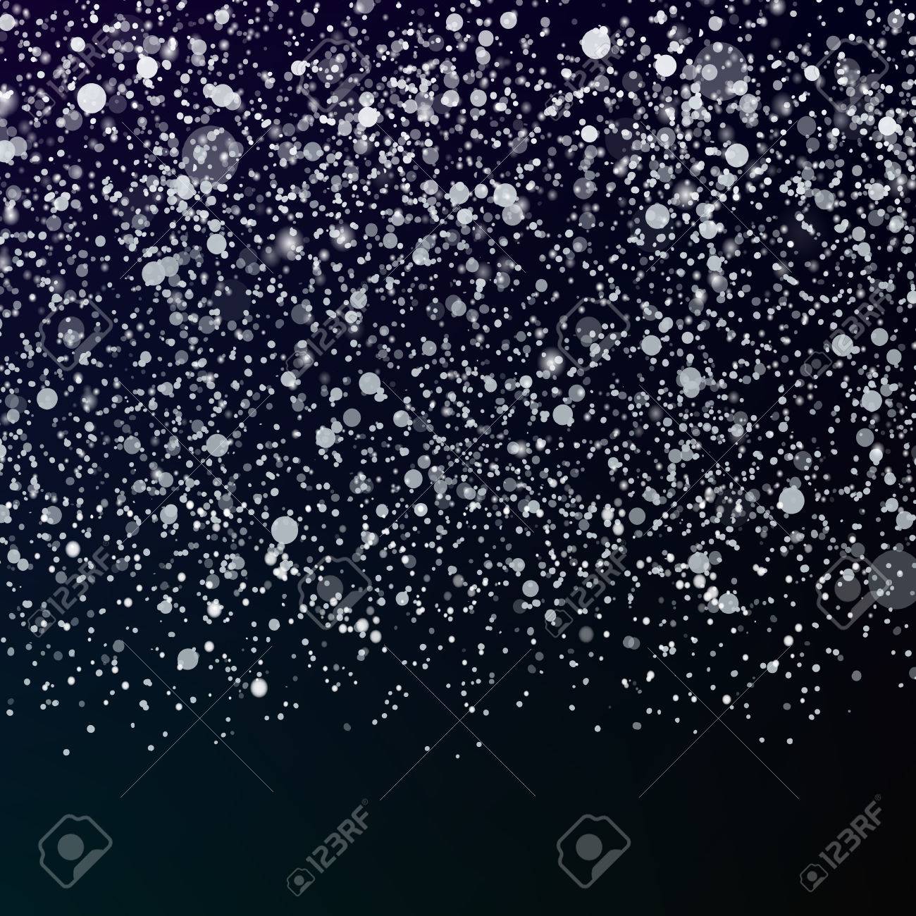 Cute Falling Snow On The Black Background. Christmas Background