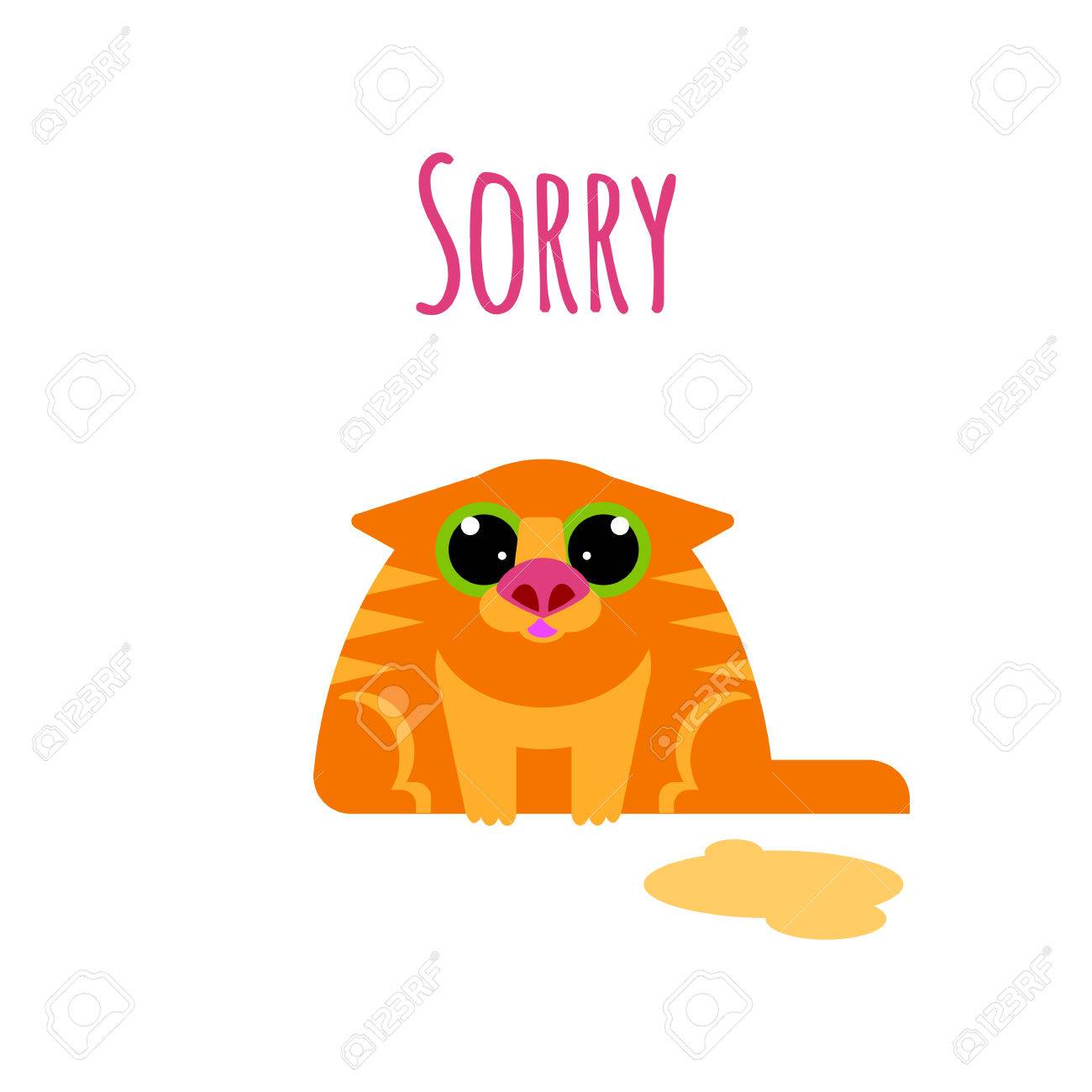 sorry card with cat isolated on white background royalty free