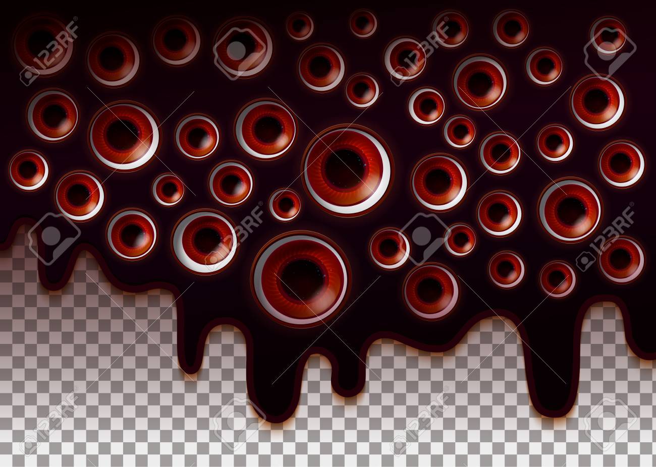 Dripping Melted Chocolate Glaze With Many Realistic Eyes On Transparent Background Halloween Holiday Background With Eyes Horror Concept Royalty Free Cliparts Vectors And Stock Illustration Image
