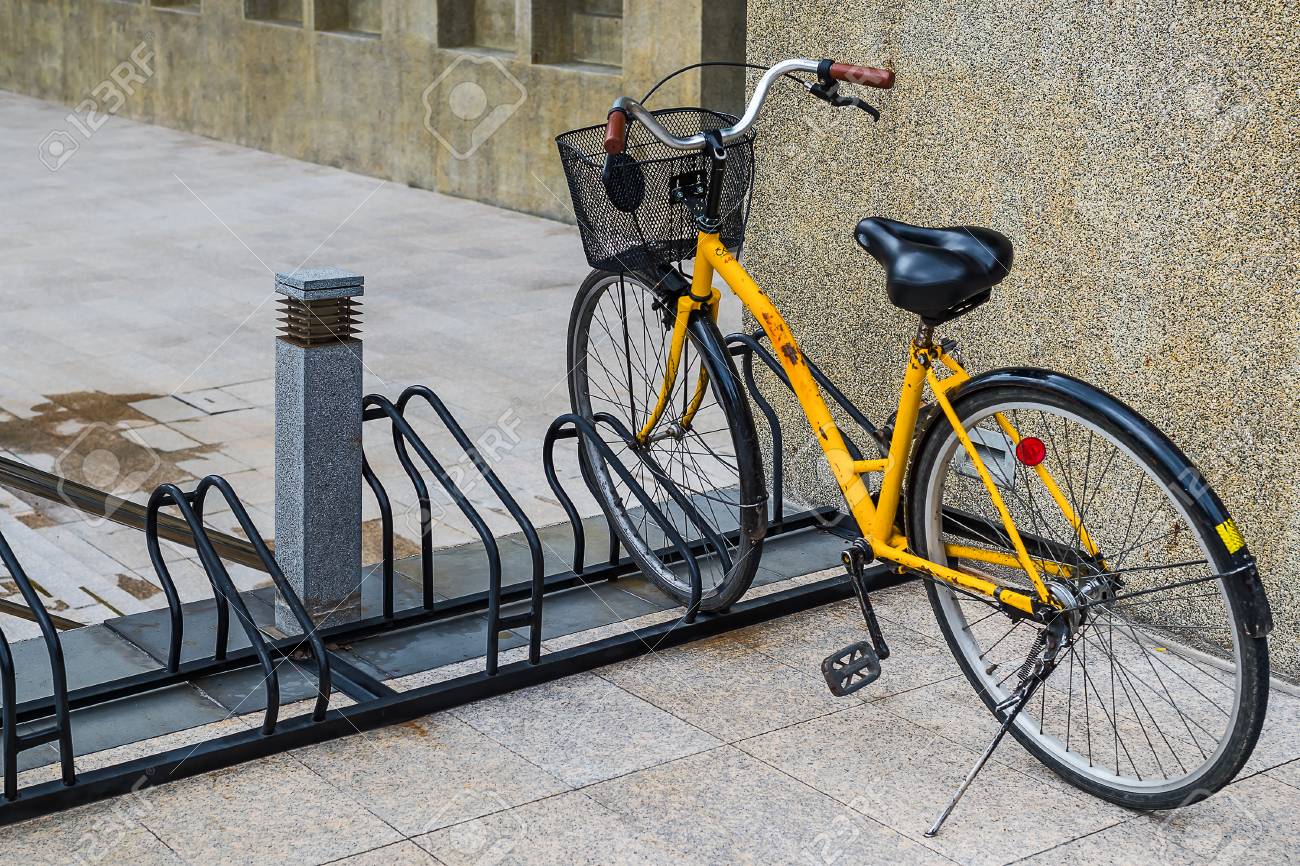 ladies yellow bike with basket
