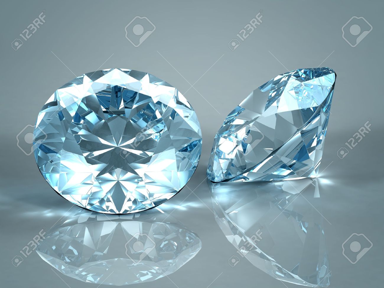 Diamonds Jewel Isolated On Light Blue Background Beautiful