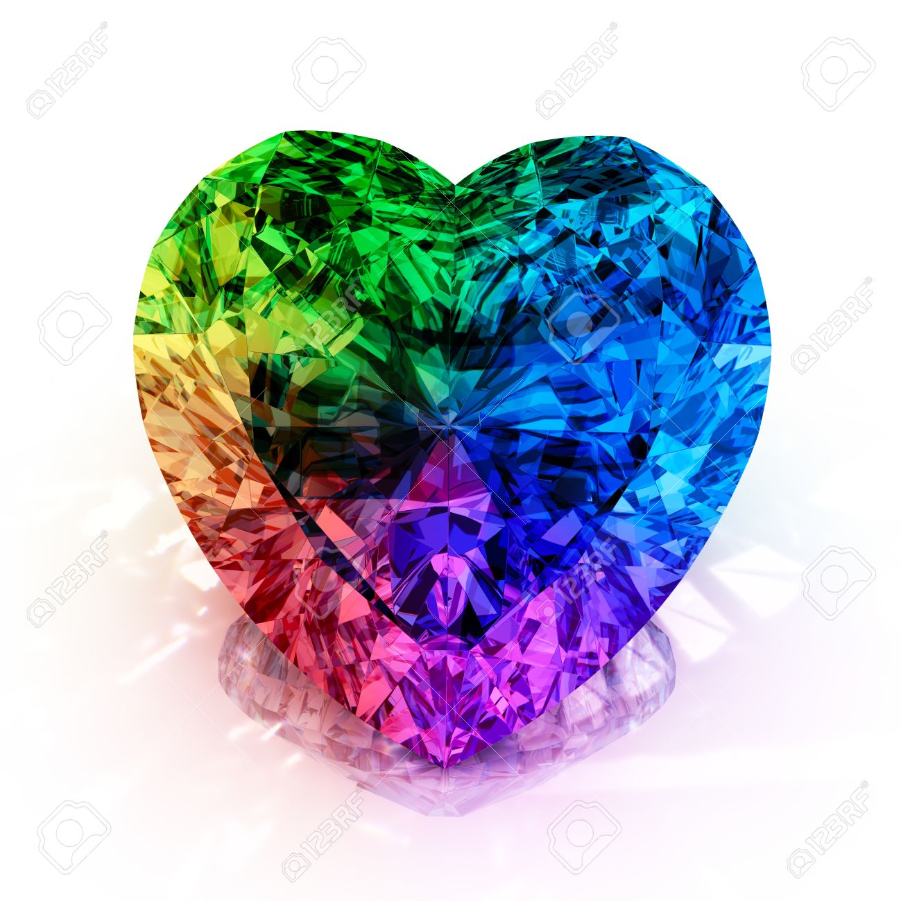 Rainbow Diamond Heart Shape Isolated On White Background 3d Stock Photo Picture And Royalty Free Image Image