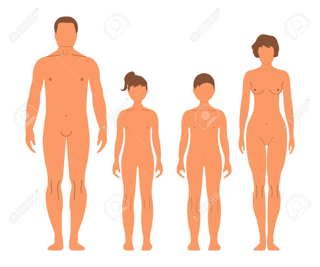 Man, Woman, Boy And Girl. Human Front Side Silhouette. Isolated On White  Background. Vector Illustration. Royalty Free SVG, Cliparts, Vectors, and  Stock Illustration. Image 90417854.