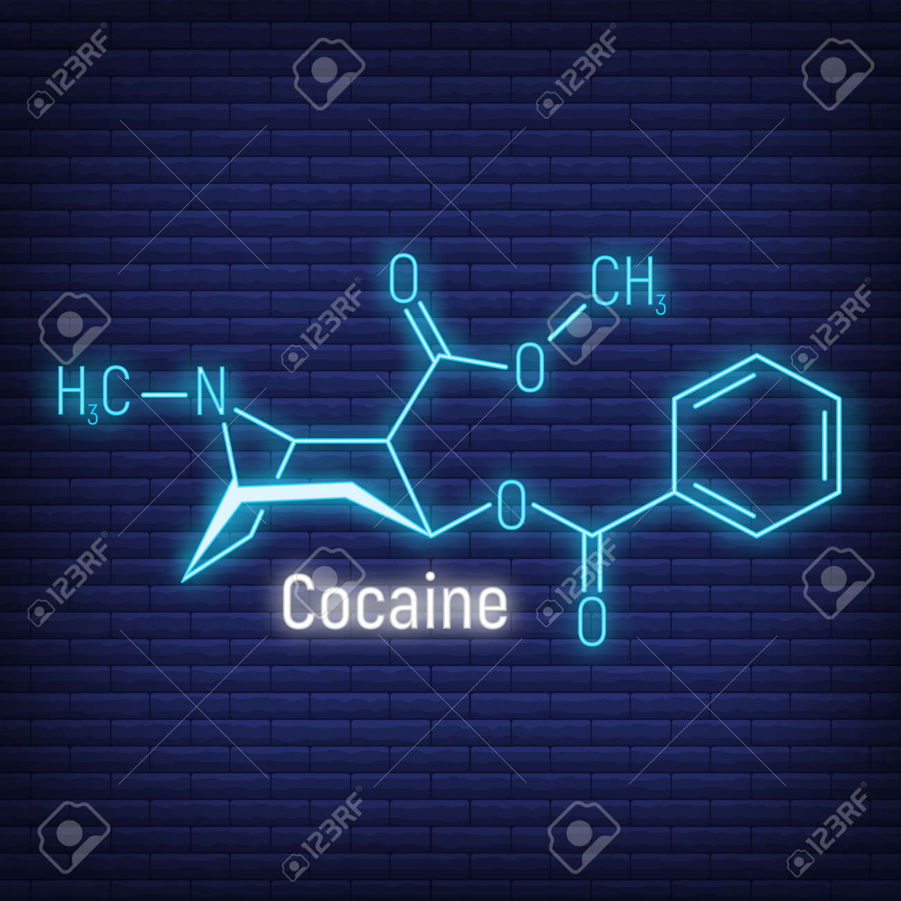 Cocaine glow neon style concept chemical formula icon label, text font vector illustration, isolated on wall background. Periodic element table, addictive drug stuff. - 166412632 Cocaine glow neon style concept chemical formula icon label, text font vector illustration, isolated on wall background. Periodic element table, addictive drug stuff. - 166412632