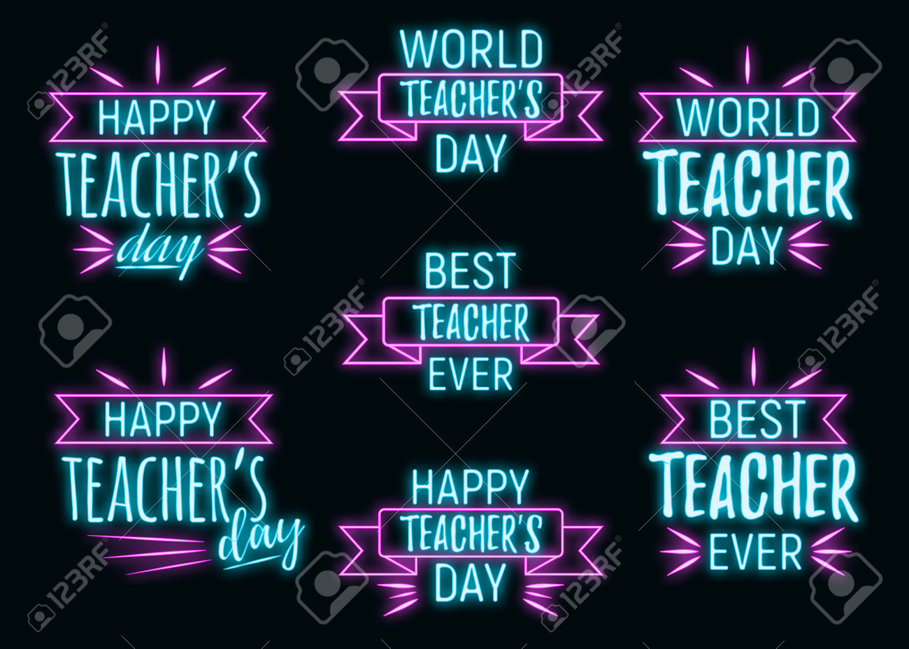 Concept neon best teacher day holiday font text quote, calligraphic inspiration celebration card flat vector illustration, decoration design label. World holiday, web banner internet page. - 166412696 Concept neon best teacher day holiday font text quote, calligraphic inspiration celebration card flat vector illustration, decoration design label. World holiday, web banner internet page. - 166412696