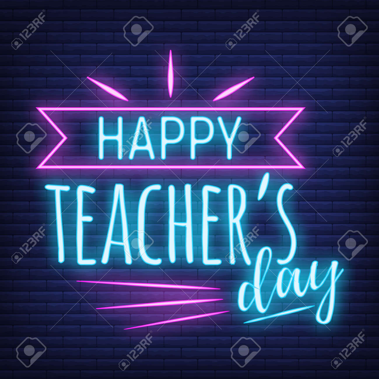 Concept neon best teacher day holiday font text quote, calligraphic inspiration celebration card flat vector illustration, decoration design label. World holiday, web banner internet page. - 166412712 Concept neon best teacher day holiday font text quote, calligraphic inspiration celebration card flat vector illustration, decoration design label. World holiday, web banner internet page. - 166412712