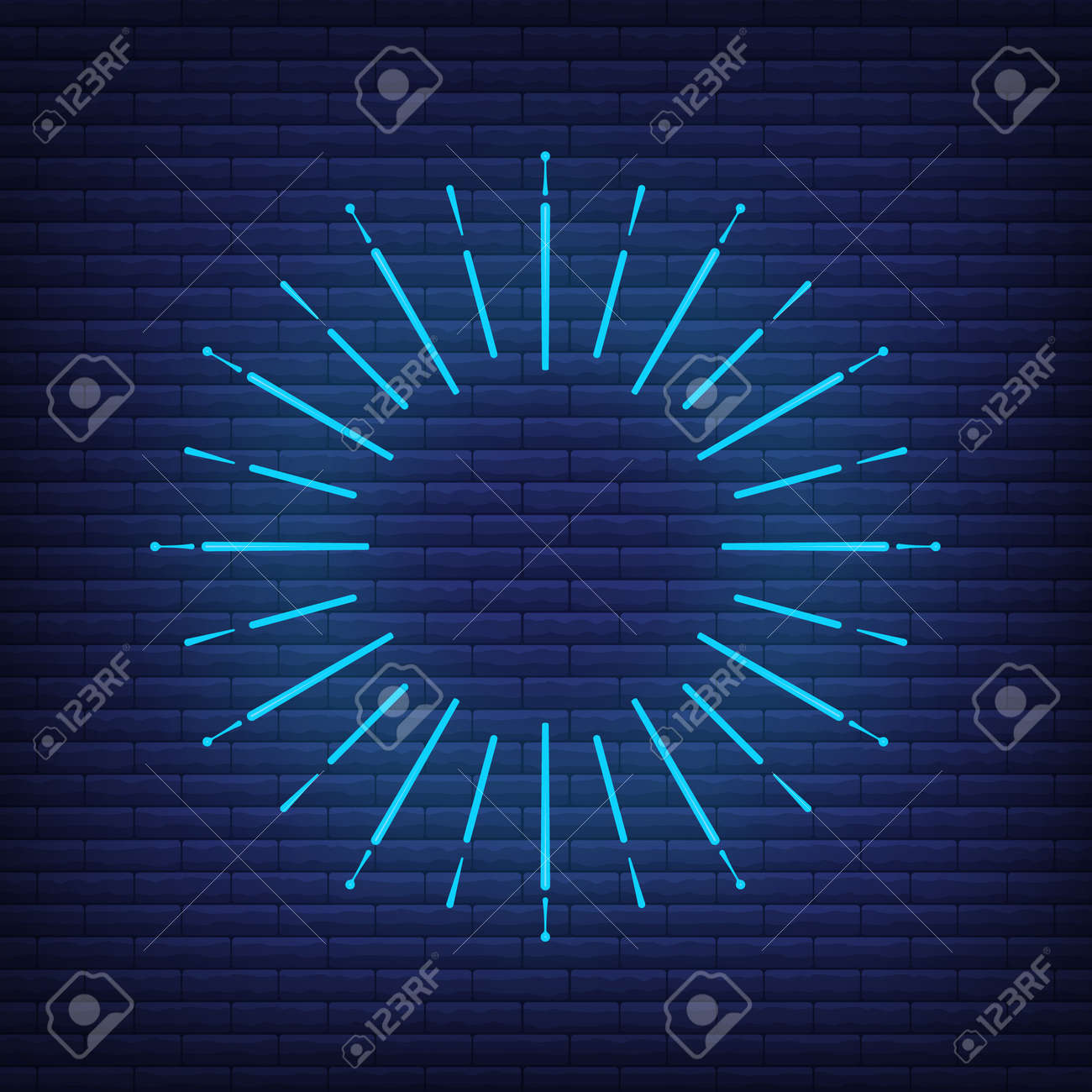 Retro design light sunburst neon style glow geometric shape, vintage rays sunlight explosion icon concept vector illustration, isolated on black wall. Minimal blue firework burst label, sunbeam badge. - 168394783 Retro design light sunburst neon style glow geometric shape, vintage rays sunlight explosion icon concept vector illustration, isolated on black wall. Minimal blue firework burst label, sunbeam badge. - 168394783